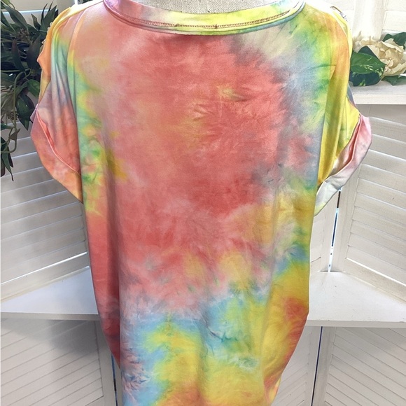 White Birch Pink and Yellow Soft Short Sleeve Tee Med 1319 - Picture 2 of 7